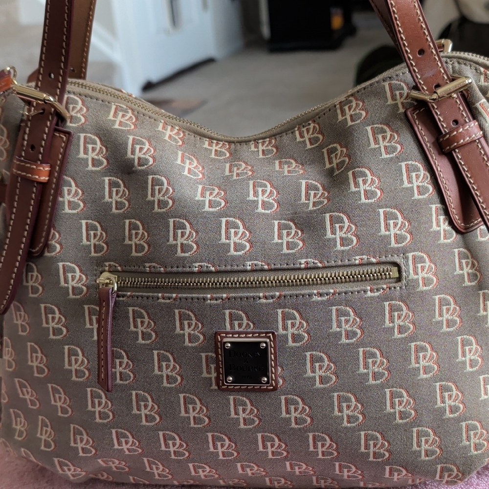 Dooney & Bourke Tan/Brown Signature Logo Shoulder Bag